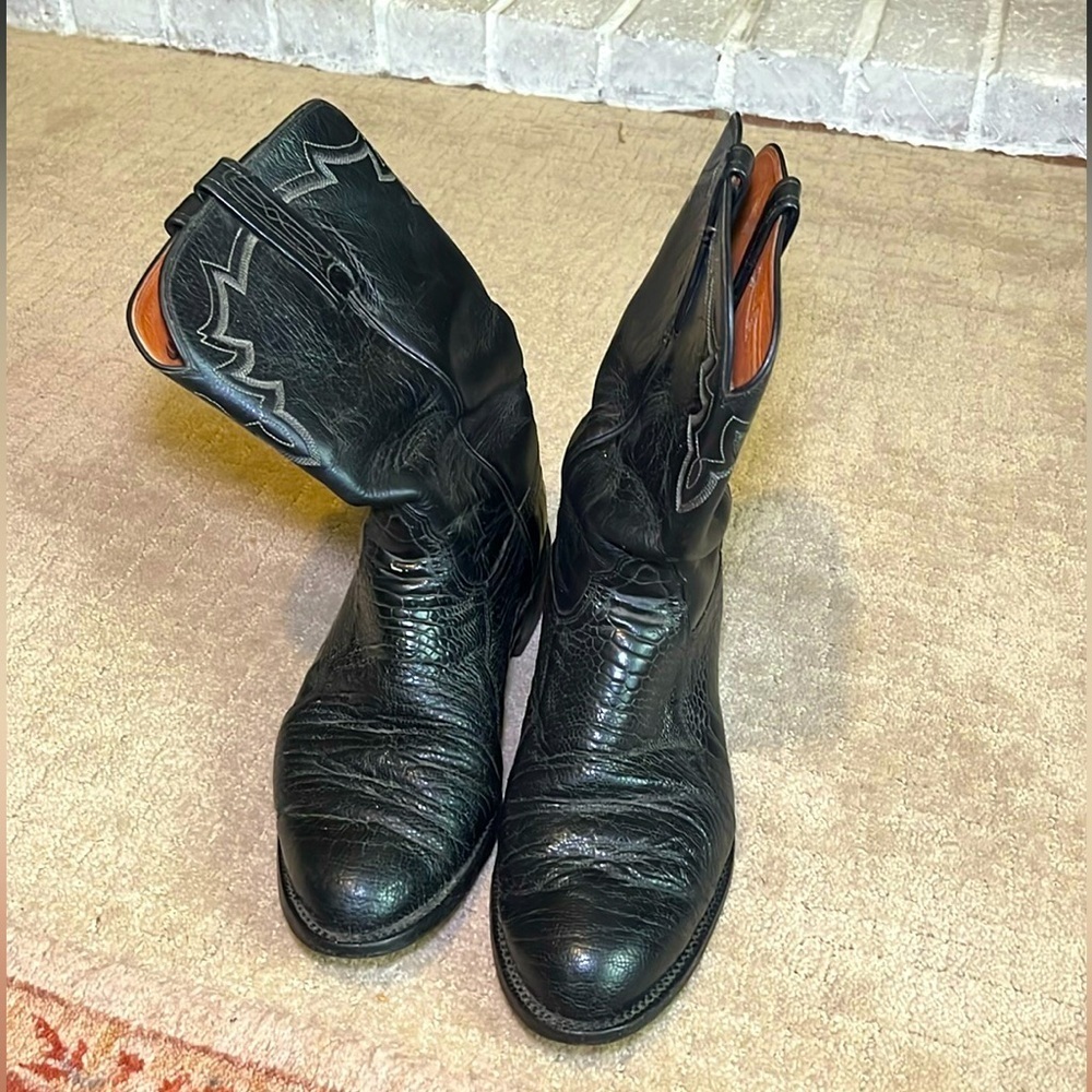 Luchesse black ostrich boots T005002 size 8.5